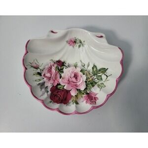 Vintage St. George Shell, Floral Candy Dish